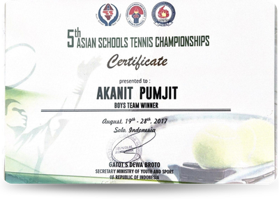 ชนะเลิศประเภททีม Asian Schools Games Indonesia