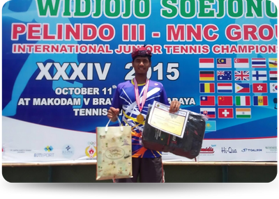 ชนะเลิศชายคู่ เทนนิสนานาชาติ ITF junior Grade 4 Indonesia
